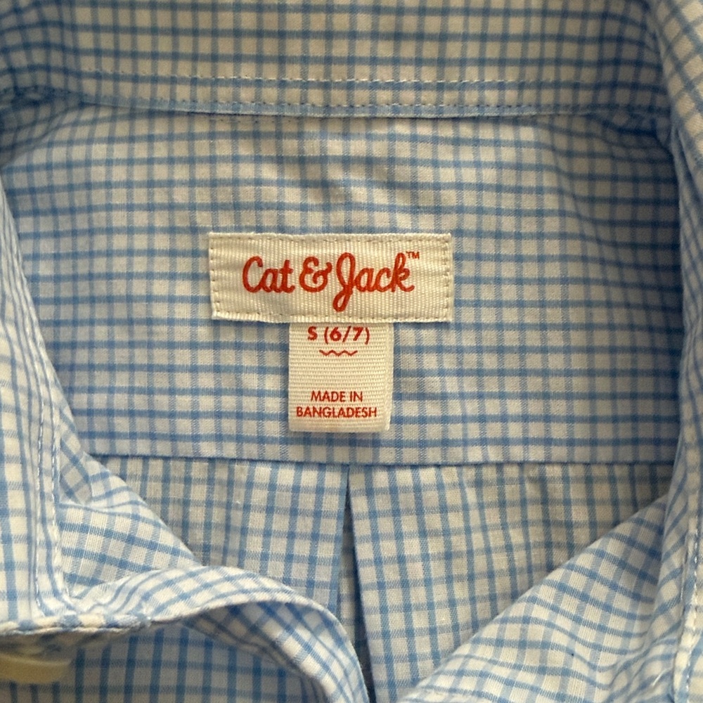 Cat & Jack Blue & White Dress Shirt Size 6-7 - Picture 4 of 4